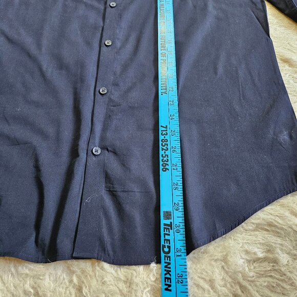 Calvin Klein Man's Navy Blue Cotton Cashmere Button Up Long Sleeves Shirt Size L - Picture 5 of 9